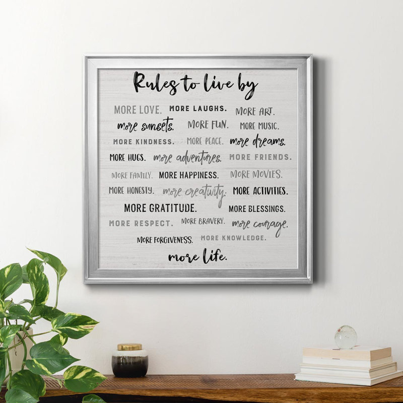 More Life - Art textuel sur toile encadré, H 22,5 po x l 22,5 po x P 1,5 po, Argent