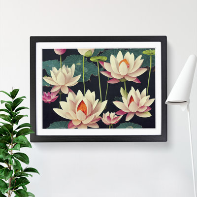Dashing Lotus Flowers - Framed Print