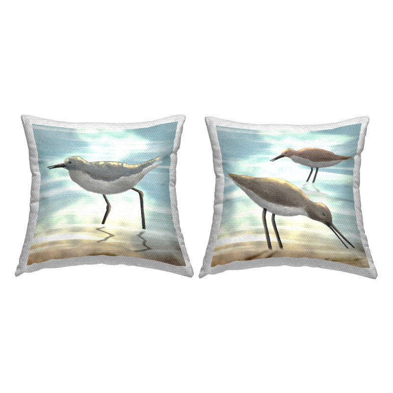 Ensemble de coussins 2 pièces Sandpipers On Beach Shore