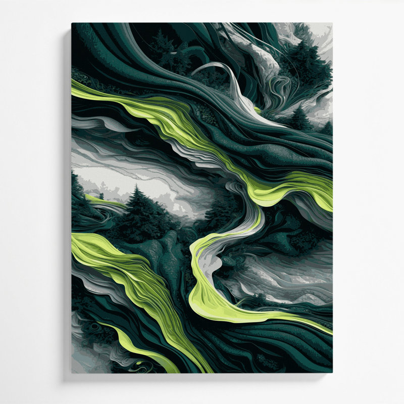 Abstract Landscape 56 Blue Canvas Wall Art, 18" H x 12" W