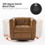 Fauteuil club pivotant carré en cuir véritable Sonika avec cadre en bois massif-616991309