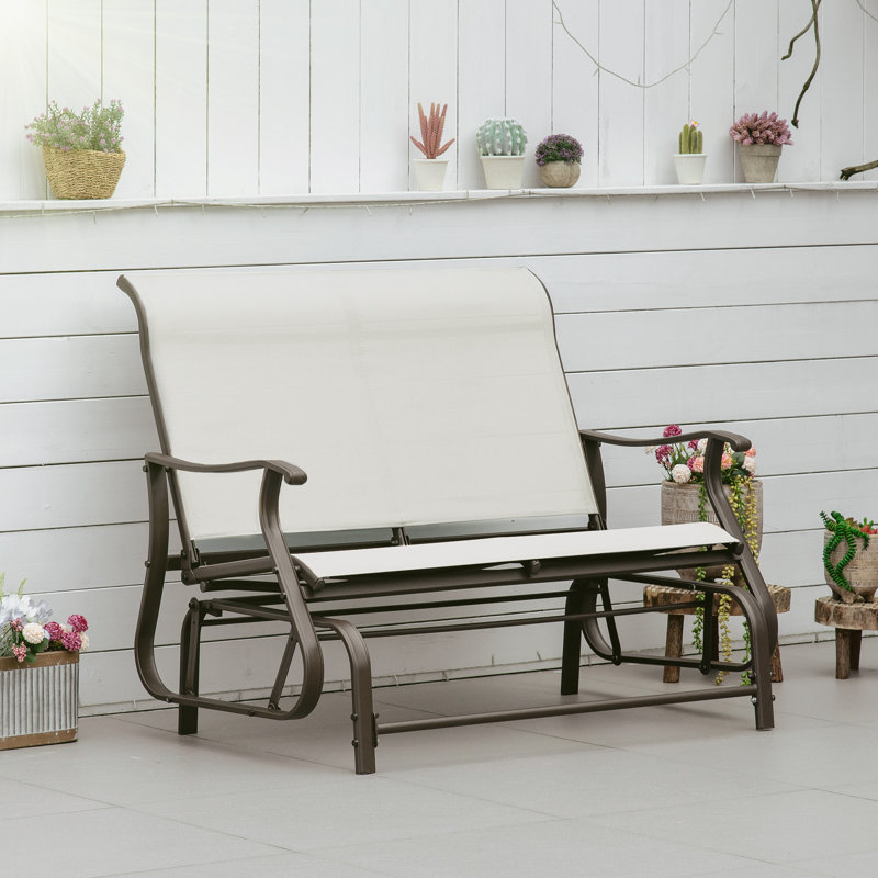 Chaise berçante d'extérieur en métal, Crème