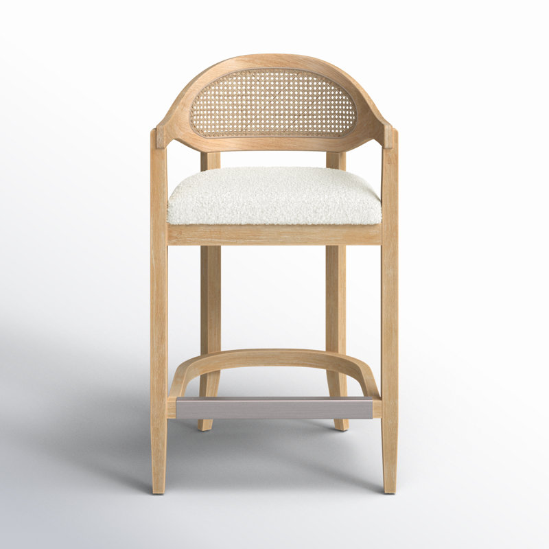 Copley Cane Stool, Ivory Boucle, Counter Stool (26” Seat Height)