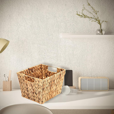 Durable Rectangular Storage Basket With Handles, Stylish Organizer For Closet, Shelves, Laundry, Or Home Storage