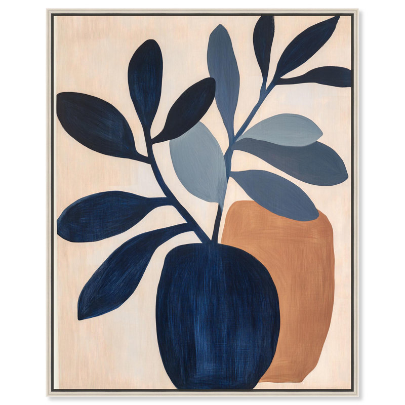 «Blue Matisse Jar I» par Art Remedy, Noir, H 21 po x l 17 po, Cadre flottant