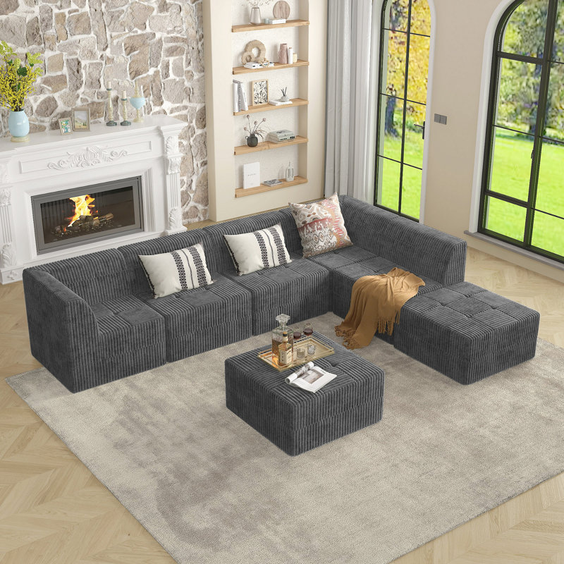 Canapé avec repose-pieds, repose-pieds en velours côtelé minimaliste moderne, repose-pieds compact et compact pour le salon - gris