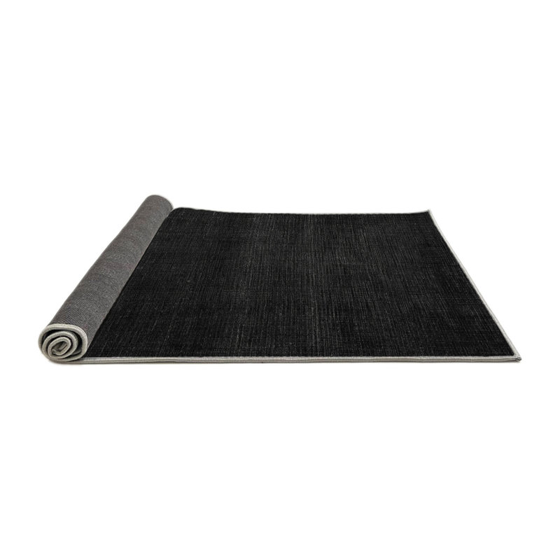 Tapis blanc / noir en laine et polyester tissé à la machine Merdan, Carré 4 pi