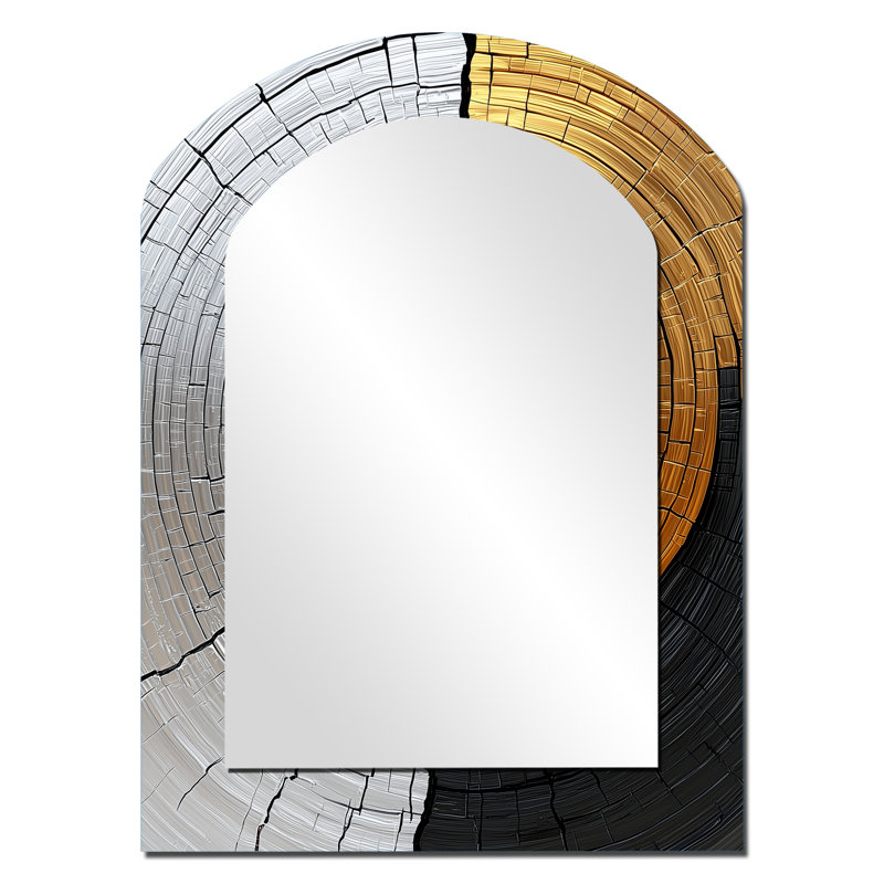 Miroir mural en bois doré et doré, 34 po x 25 po