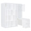White Twin Size Rotating Wall Murphy Bed With Bookshelf, Cabinet, Desk & Storage-2009033232