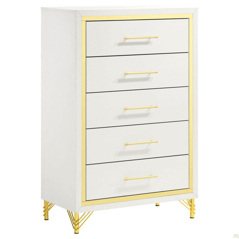 Commode 5 tiroirs, Blanc