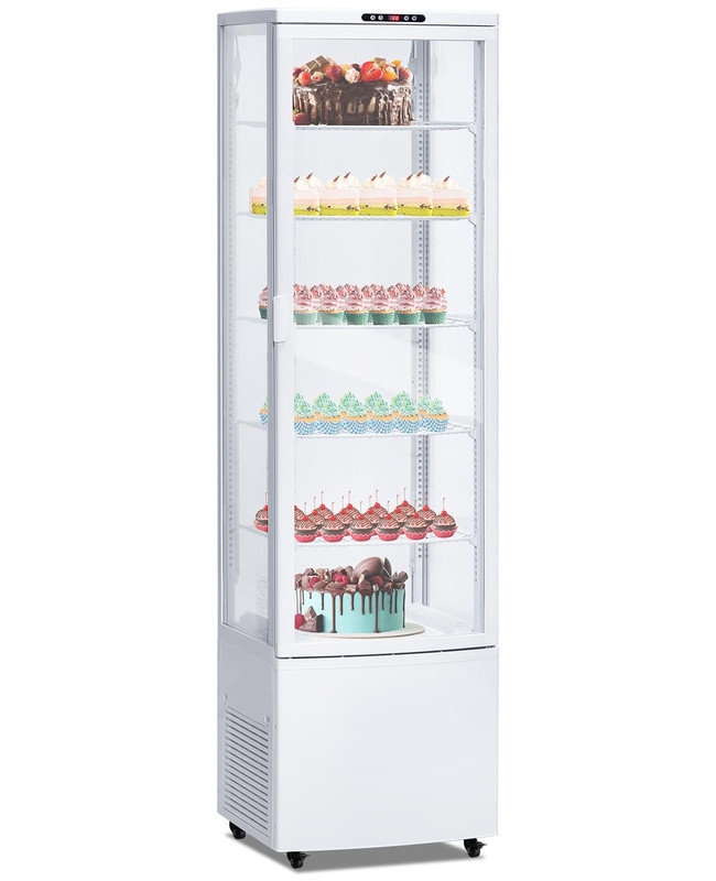 Refrigerated Display Case, 11 Cu. Ft./308 L Commercial Pastry Display with LED, 5-Tier Cake Fridge, Air-Cooling, Frost-Free, Rear Sliding Door for Cafes, Bakeries, and Stores