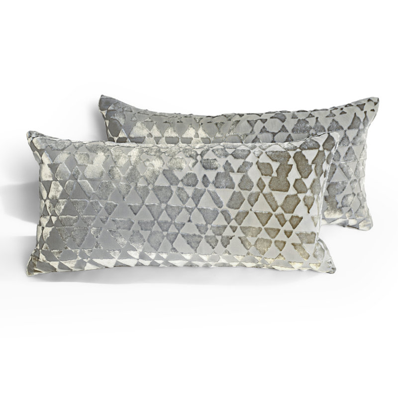  Rectangle Velvet Pillow Cover & Insert, Nickel, 7" x 15"