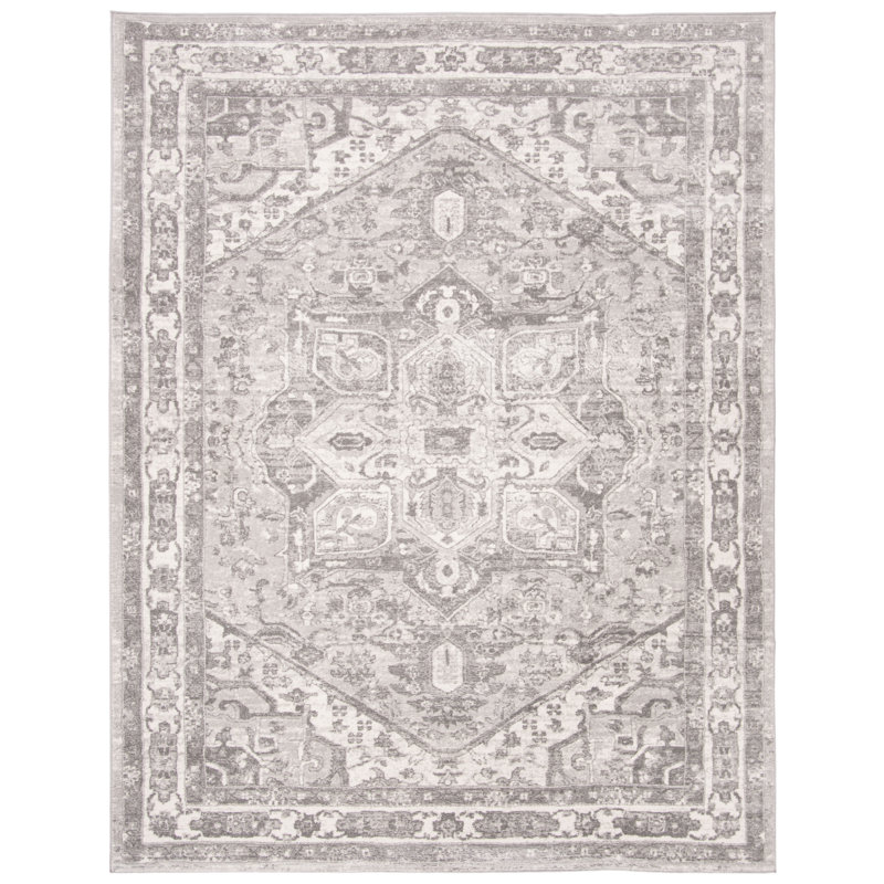 Tapis oriental crème / gris Llana, Rectangle 11 pi x 15 pi