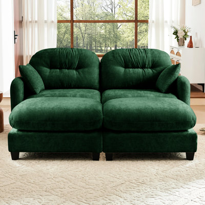 2 - Seat Modular Made Of Chenille With High Density Foam, Soft Throw Pillows, And Cloud Centric Comfort Style Sectional Cushion Fabric