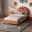 Lit plateforme tapissier Basketball Design pour enfants et garçons, adolescents, orange, lit