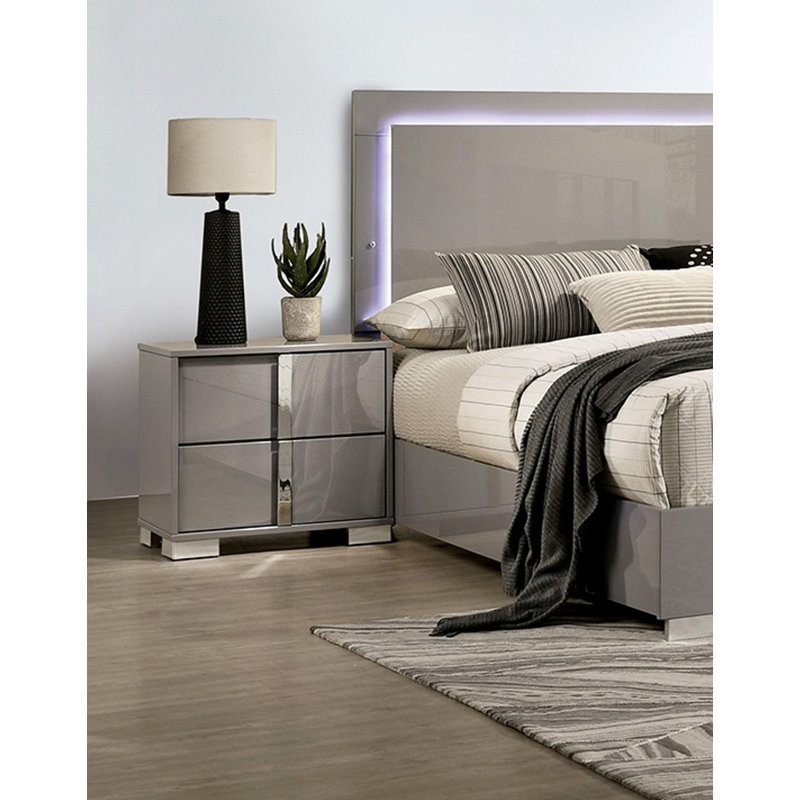 Table de chevet contemporaine classique taupe clair Mobilier de chambre à coucher 1pc, Taupe