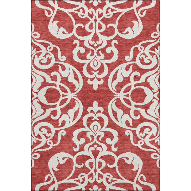 Premium Machine Washable Prisco Red Rug, Rectangle 10' x 14'