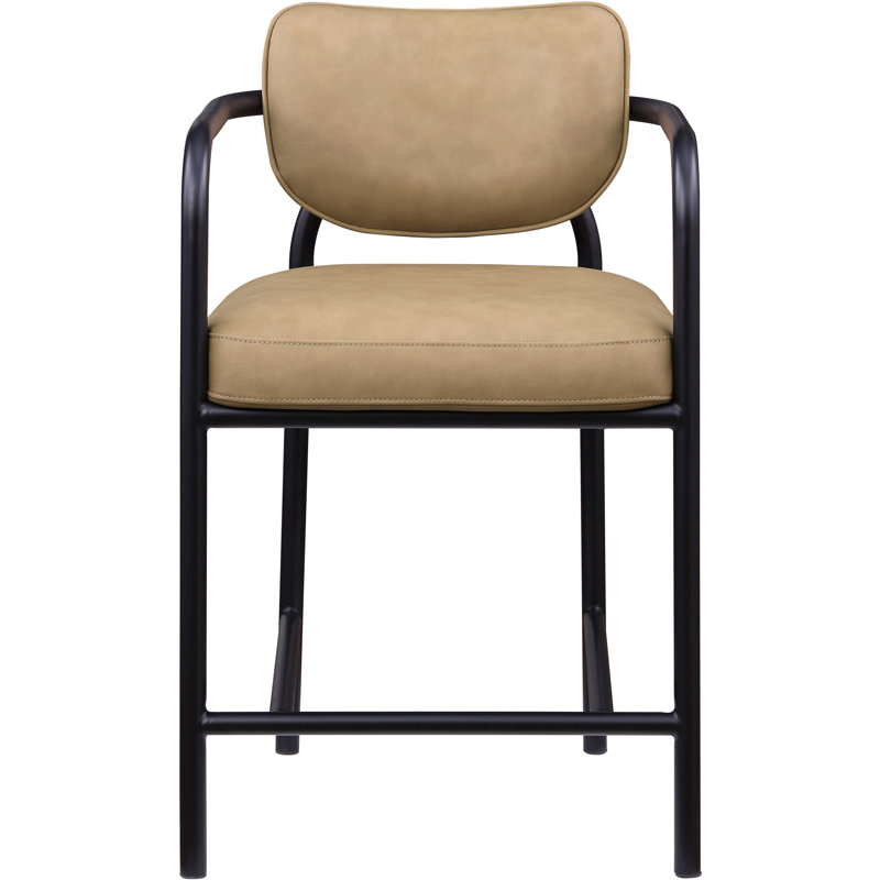 Tabouret de comptoir rembourré en cuir brun clair Serava Serava, Tanné