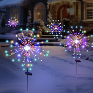 8 Mode Solar Outdoor Firework Lights 120Led Waterproof Landscape Light for Pathway Lawn Garden Décor (Set of 4)
