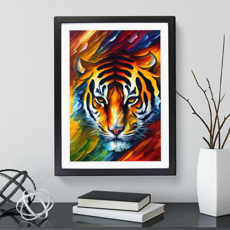 Tiger Portrait No.1 - Single Picture Frame Painting, 64cm H x 46cm W x 2cm D, Black Framed