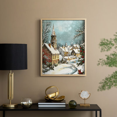 «Christmas Holiday Art Dxxv», reproduction d'art encadrée - bois massif