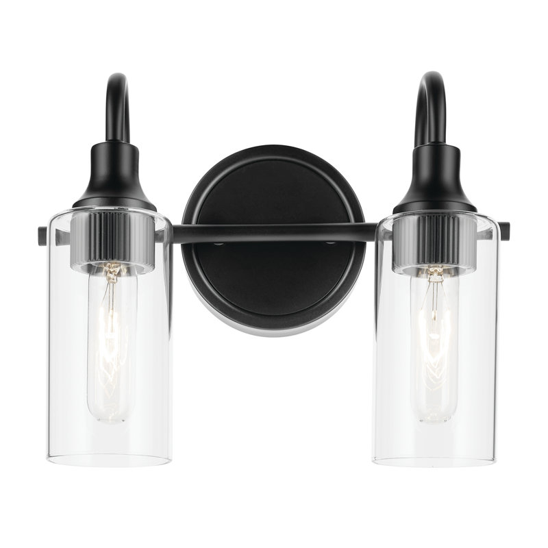 12.5" 2-Light Vanity Light with Clear Glass, Satin Black