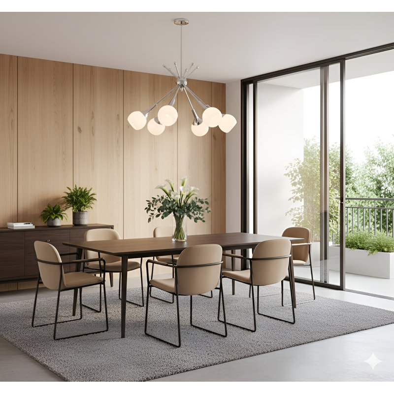 Luminaire suspendu en forme de globe de style Spoutnik à 6 lumières Evansville, Chrome