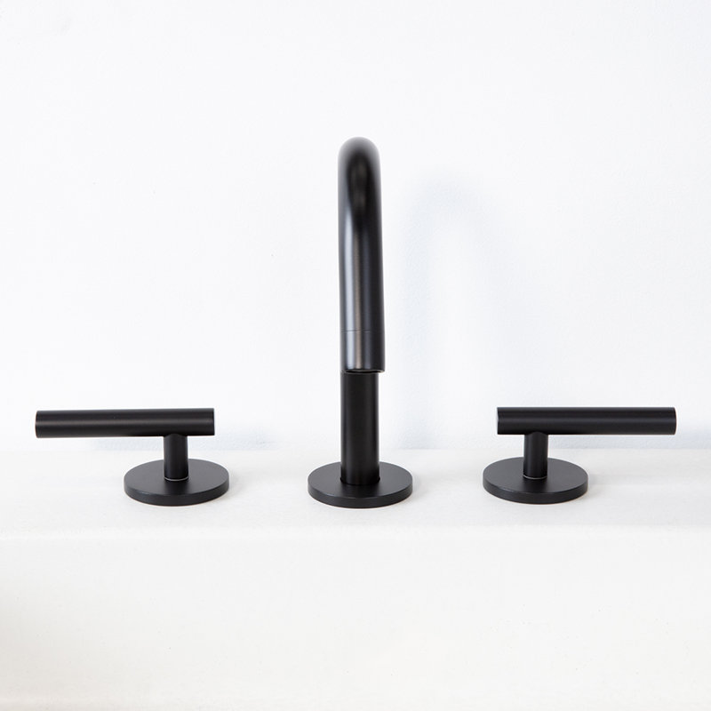 Cigno Deck Mount Widespread Faucet, Matt Black