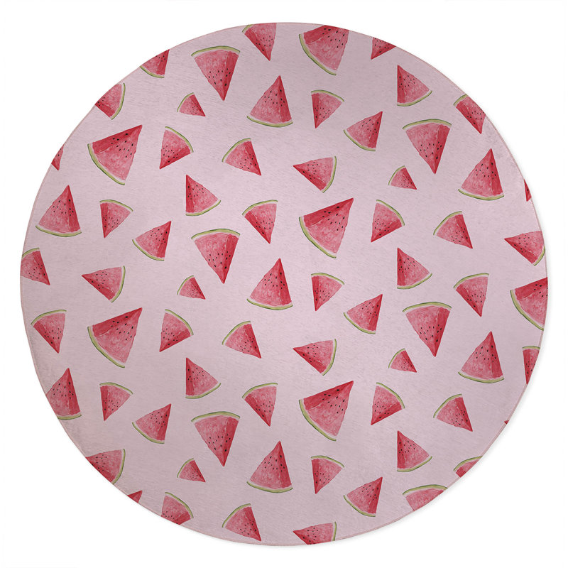 Summer Melon Outdoor Rug, Round 5'