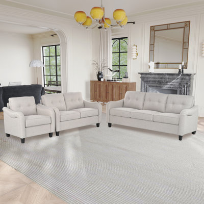 3 Piece Living Room Sofa Sets, Sectional Couch And Loveseat And Armchair Set, Modern 3 Seater Sofa + 2 Seater Couch+ Accent Chair Furniture Set For Apartment