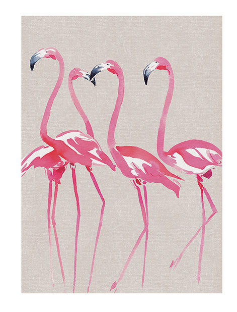 Elegant Flamingos by Summer Thornton - Painting, 80cm H x 60cm W, No Mount