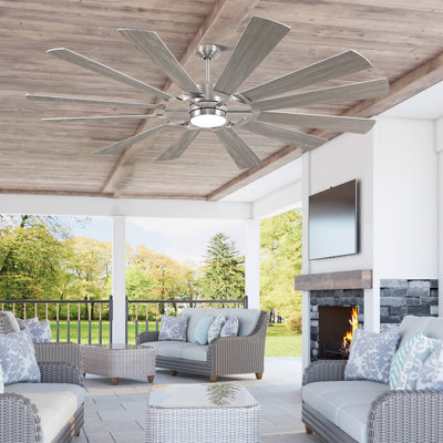 Modern Outdoor/indoor Ceiling Fan With Light And Remote, 12 Double-color Blades With Large Airflow, Quiet Reversible Dc Motor