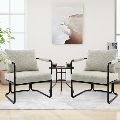 Mid-century Modern Upholstered Accent Chair With Ultra Thick Cushion And Industrial Metal Frame