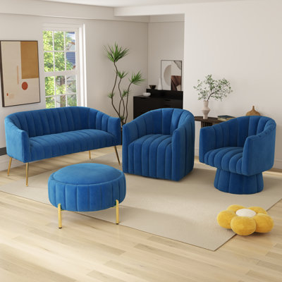 Ingimoth 4 Piece Velvet Living Room Set