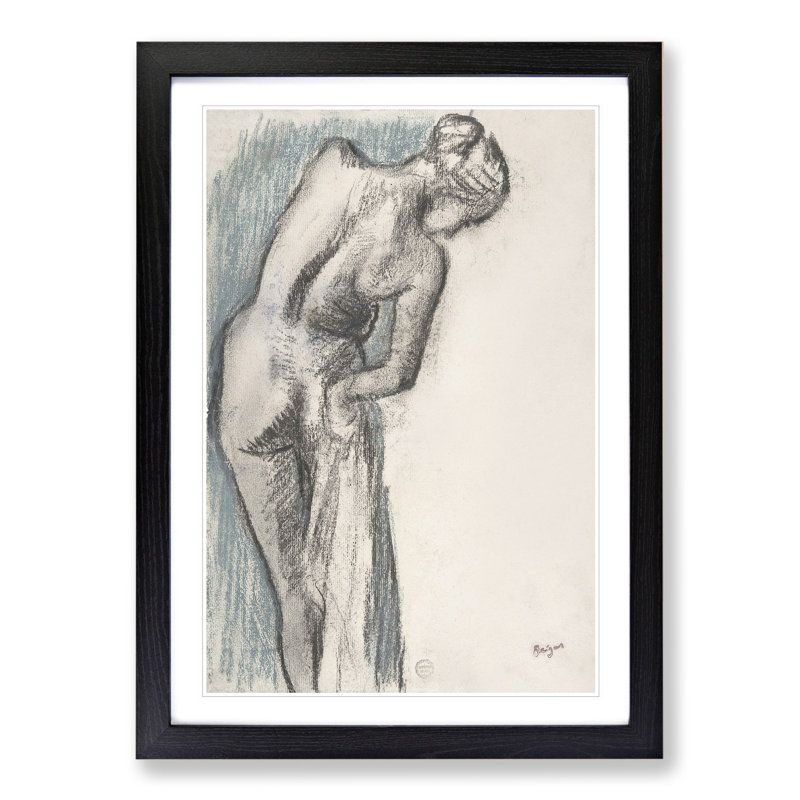 Study of a Nude Woman Vol.1 by Edgar Degas - Picture Frame Painting, 36cm H x 27cm W x 2cm D, Black Framed
