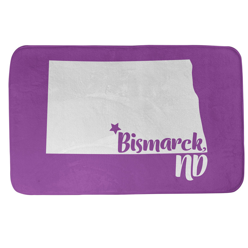 Tapis rectangulaire antidérapant pour salle de bain, L 17 po x L 21 po, Violet, Butte Montana