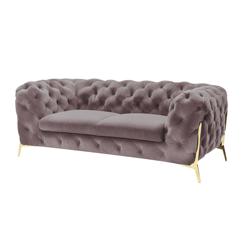 Soule - Causeuse transitionnelle en velours, H 30 po x l 74 po x P 40 po, Tissu argent