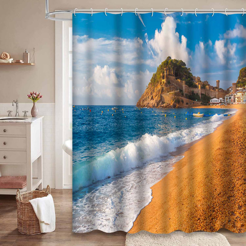 Plage de sable le matin, Espagne, paysage, voyage méditerranéen, été, avec 12 crochets, L 72 po x l 84 po