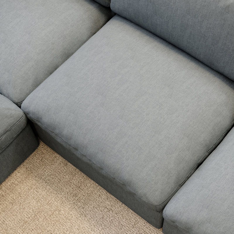 Canapé modulaire rembourré en lin avec revêtement amovible pour salon, chambre à coucher et siège profond, Gris