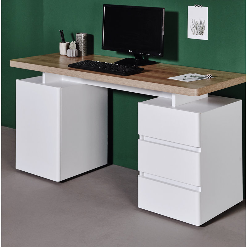Hollice Writing Desk, White/Riviera Oak