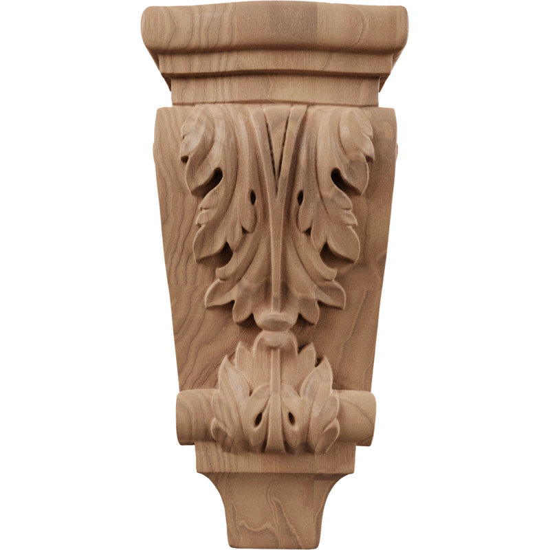 Petit corbeau en bois de pilastre Acanthus l 4 3/4 po x P 1 3/4 po x H 10 po (paquet de 6), Acajou