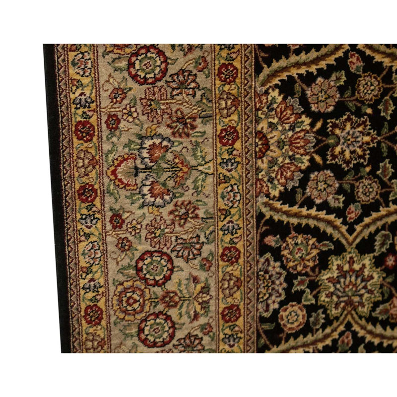 Tapis bleu foncé / brun de haute qualité noué à la main