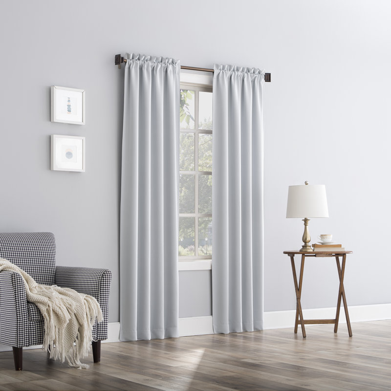 Thermal Blackout Rod Pocket Curtain Panel - Basics by Wayfair™, 40" W x 95" L, Light Gray