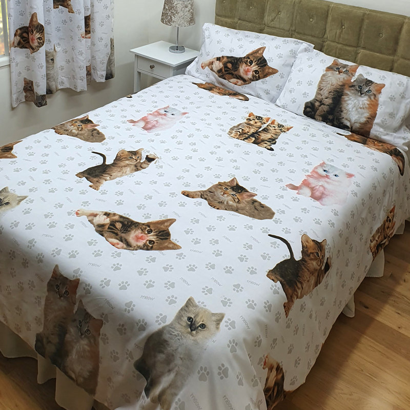 CUTE KITTENS Andreiana Cotton Blend Duvet Cover Set Set, Single Duyet Cover + 1 Standard Pillowcase