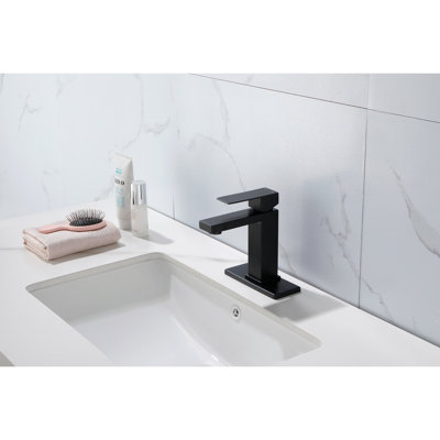 Robinet de lavabo de salle de bain à poignée simple avec drain escamotable (avec trop-plein)