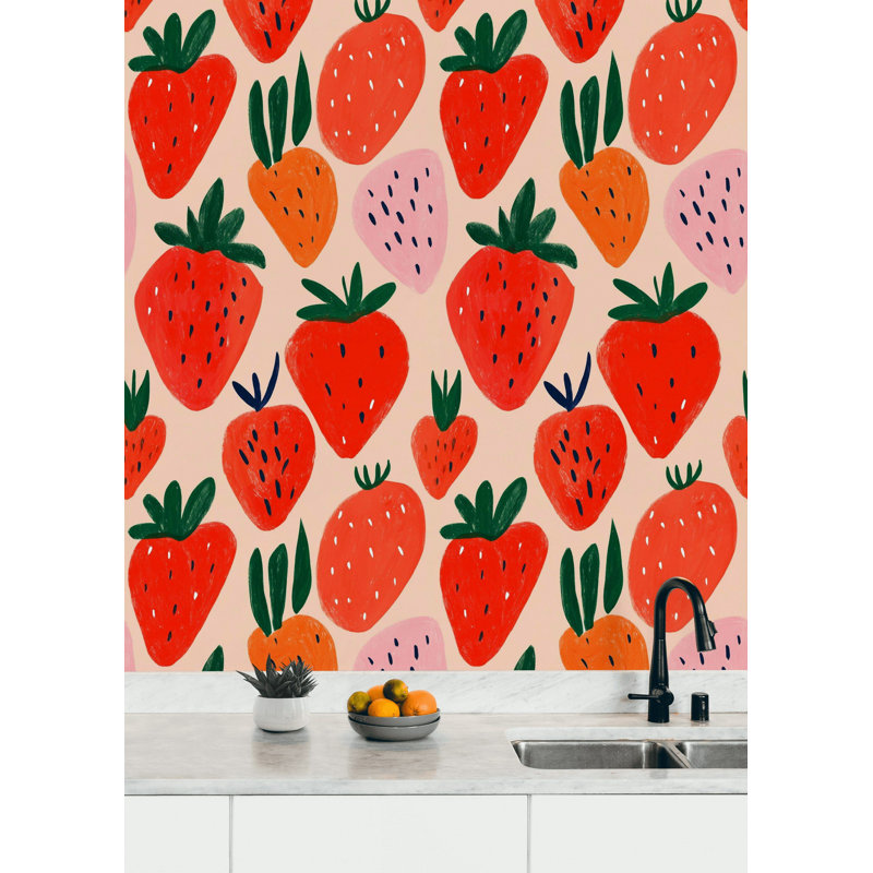 Lark Manor™ Strawberry Wallpaper Colorful Fruit Peel And Stick Modern ...