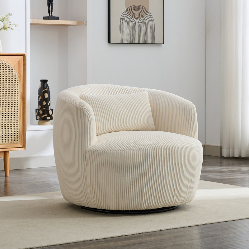 Fauteuil demi-tonneau pivotant l 34,23 po, Polyester ivoire