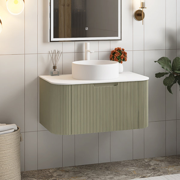 Ebern Designs 30 quot Wall Mounted Floating Bathroom Vanity With Sink Wayfair