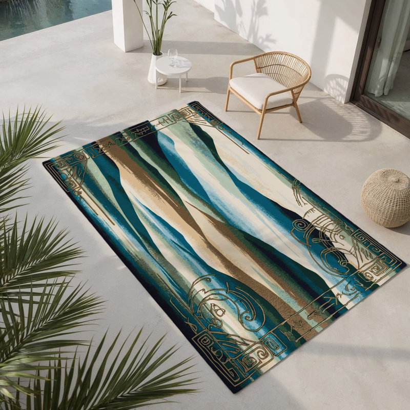 Serene Ripples Indoor And Outdoor Area Rug, Rectangle 1'6" x 2'6"