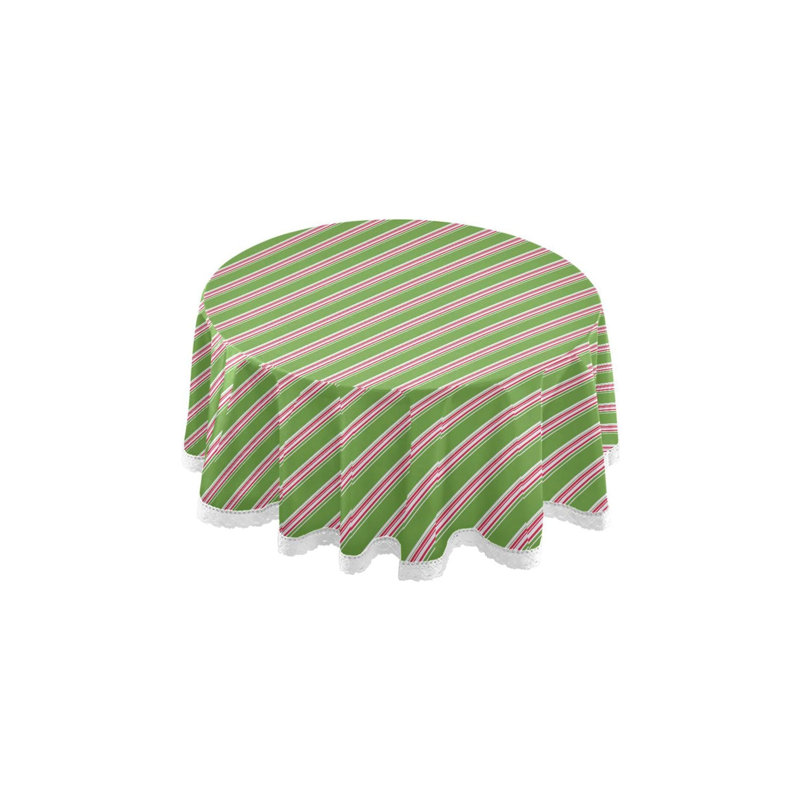 Round Washable Tablecloth,152.4L X 152.4WCM,Green,White And Red